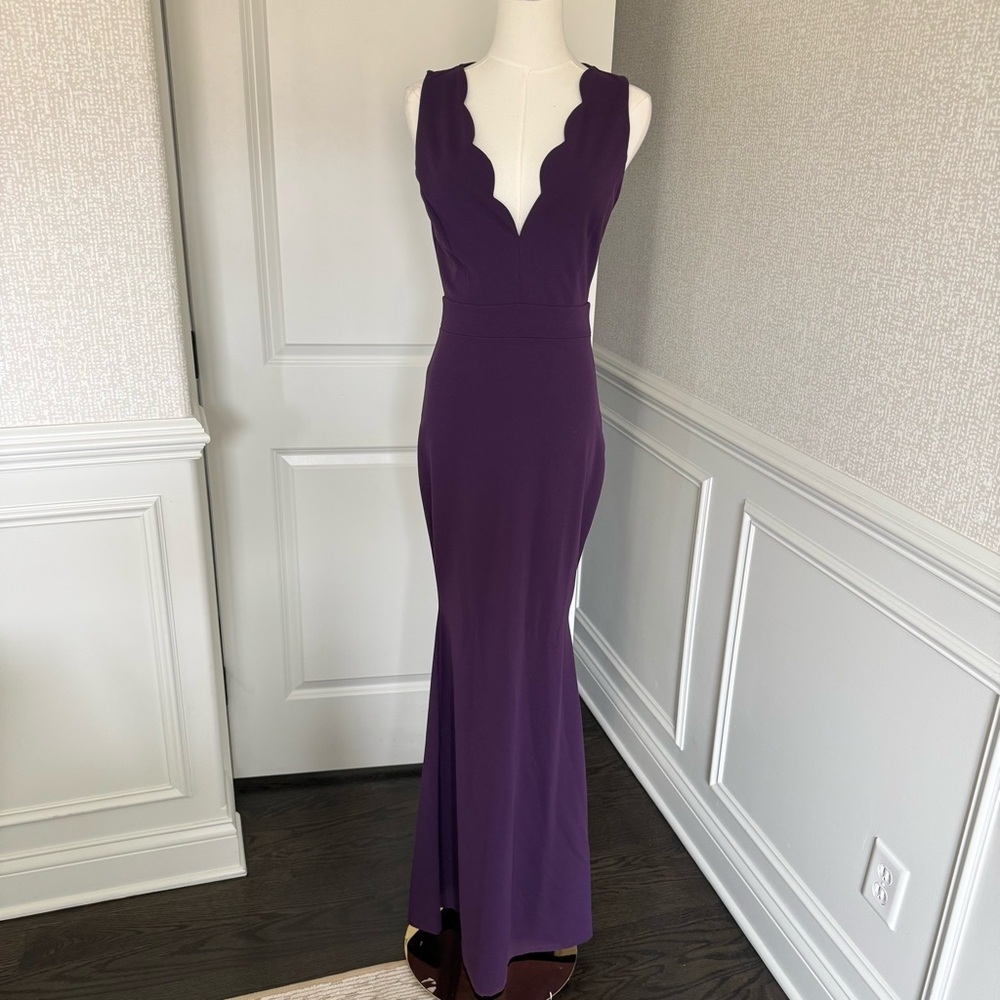 Windsor Deep Purple Scalloped Maxi Women's Dress Small